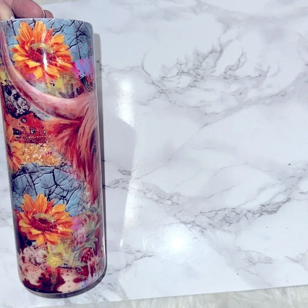 Colorful cow with horns tall Floral Tumbler no lid